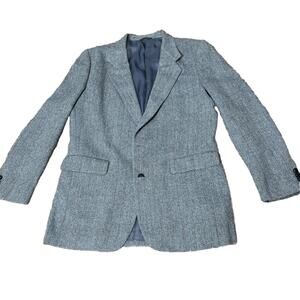 Classic Directions Men‘s Blue Tweed Blazer Wool Blend Two-Button Size 44L # 855